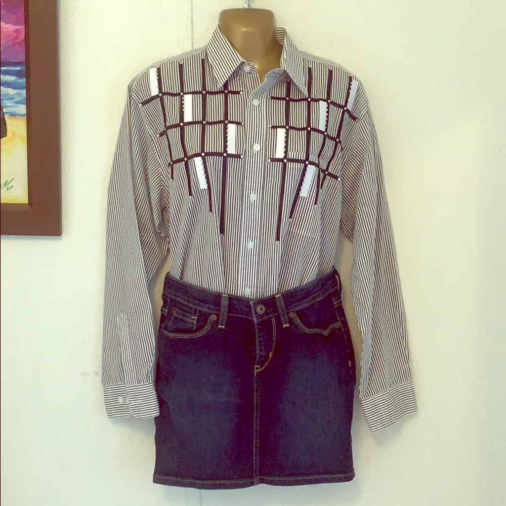 Fortune vintage stripes rhinestone dress shirt 👔